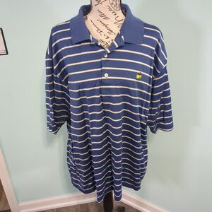 Augusta National Master's Men's extra Large Blue White Stripped Golf Polo